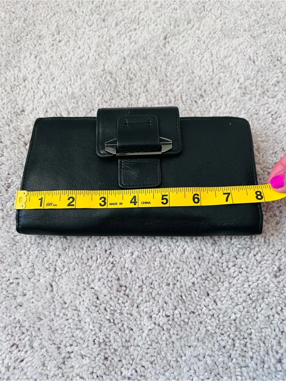 Kooba Black Leather Clutch Wallet with Silver Hardware